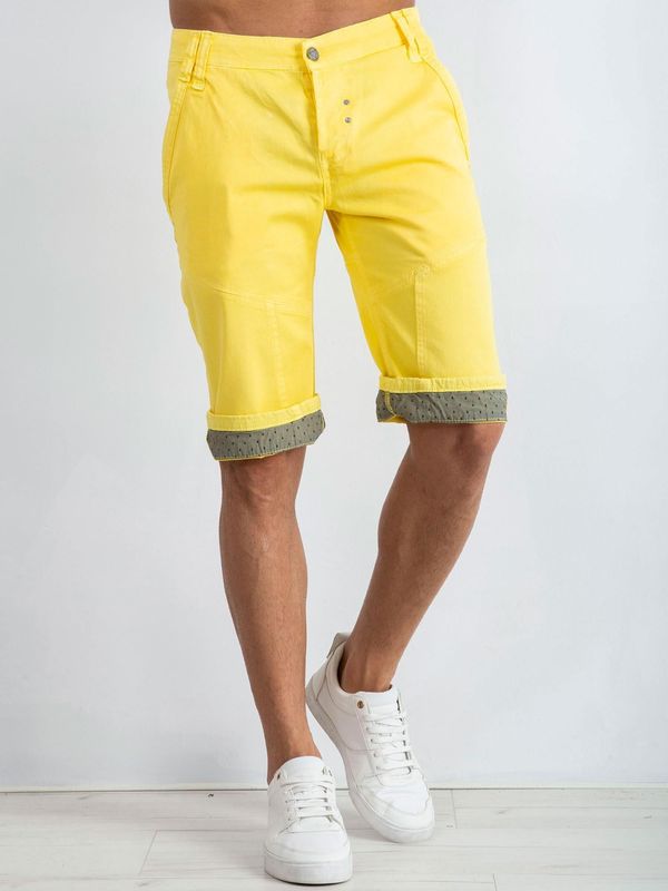 Fashionhunters Men's Yellow Cotton Shorts