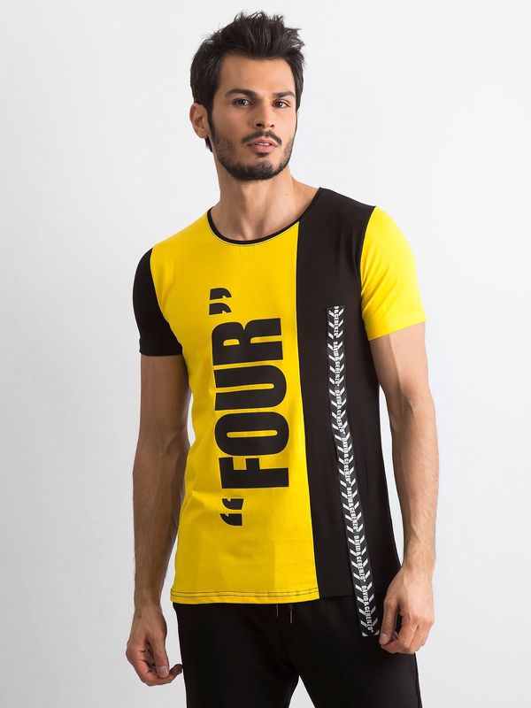 Fashionhunters Men's Yellow Cotton T-shirt