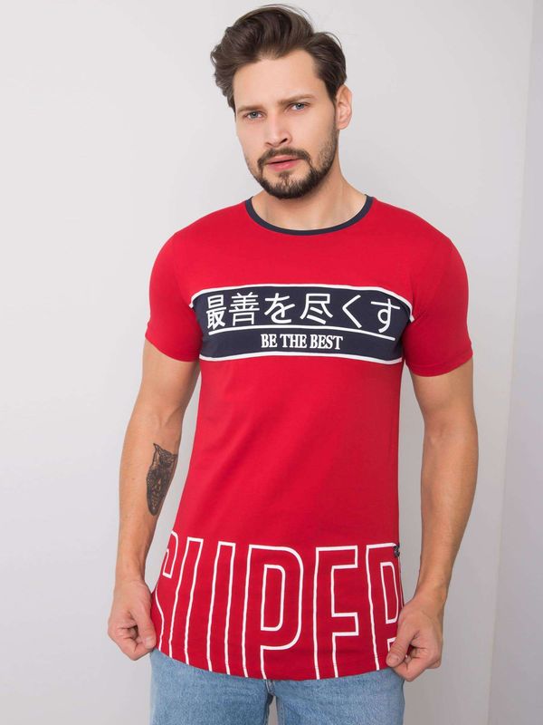Fashionhunters Męska koszulka z czerwonej bawełny