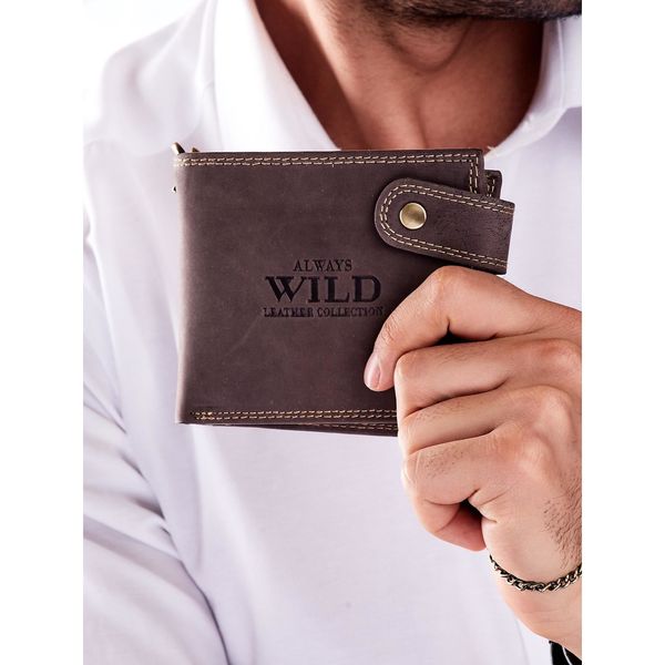 Fashionhunters Męski brązowy skórzany portfel z odpinanym uchwytem