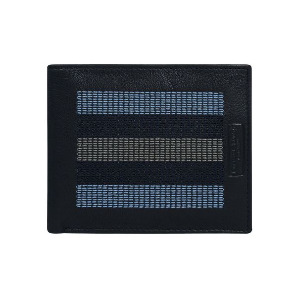 Fashionhunters Męski ciemnoniebieski portfel z poziomymi szarymi szwami