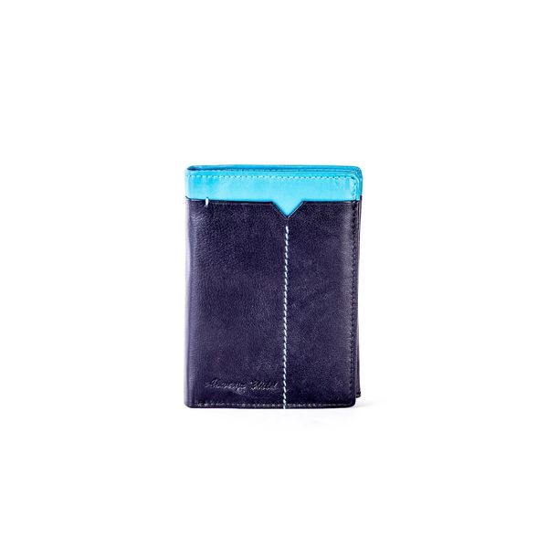 Fashionhunters Męski czarno-niebieski skórzany portfel