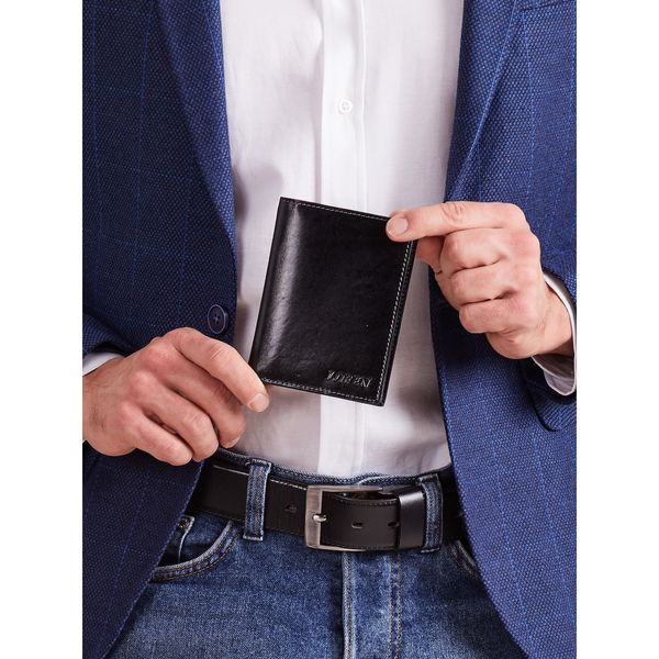 Fashionhunters Męski czarny skórzany portfel