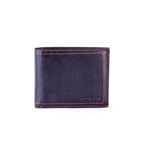 Fashionhunters Męski czarny skórzany portfel z czerwonym wykończeniem