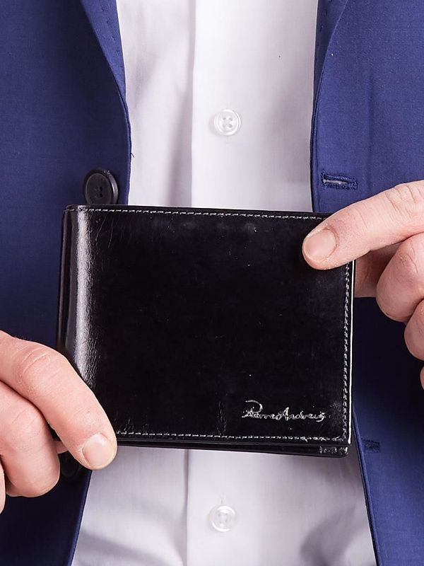 Fashionhunters Męski długi czarny skórzany portfel
