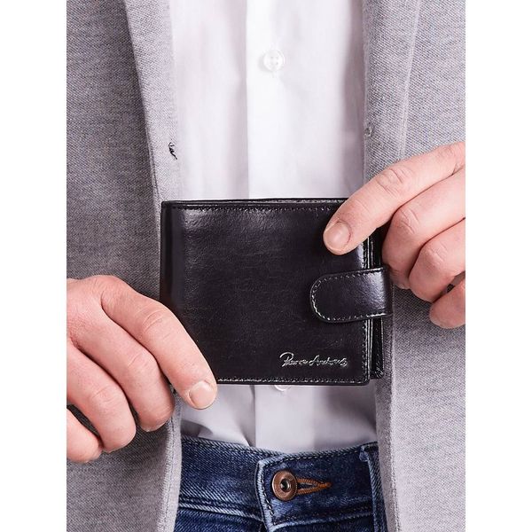 Fashionhunters Męski poziomy czarny skórzany portfel