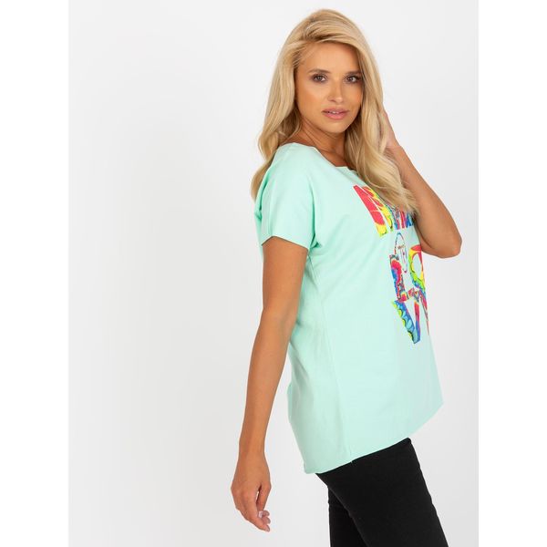Fashionhunters Mint summer blouse with a print