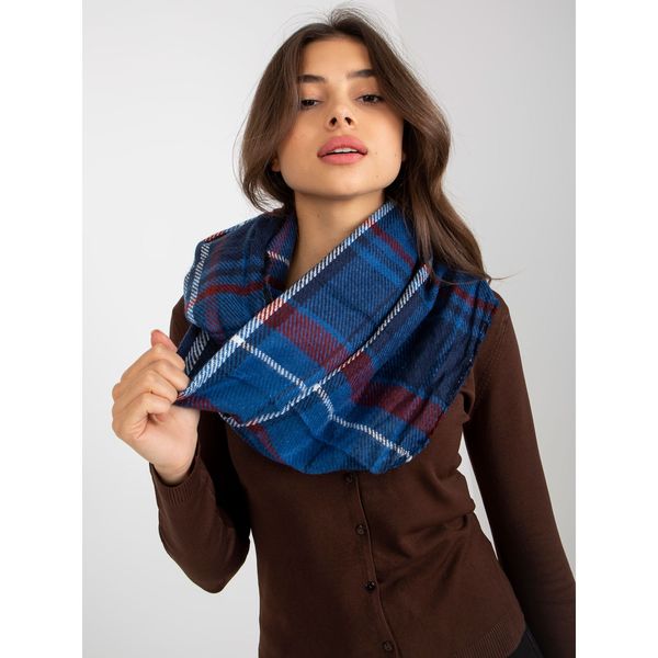Fashionhunters Navy blue and burgundy chimney with a checked print