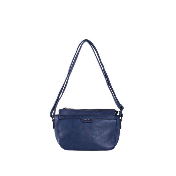 Fashionhunters Navy blue eco leather messenger bag