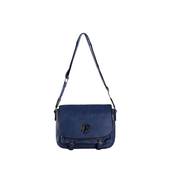 Fashionhunters Navy blue large messenger bag made of eco-leather