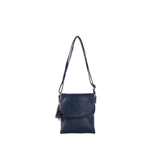 Fashionhunters Navy blue small messenger bag with tassels
