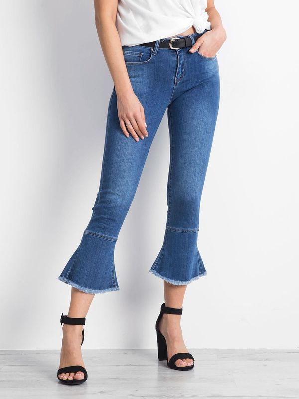 Fashionhunters Niebieskie dżinsy z szerokimi nogawkami