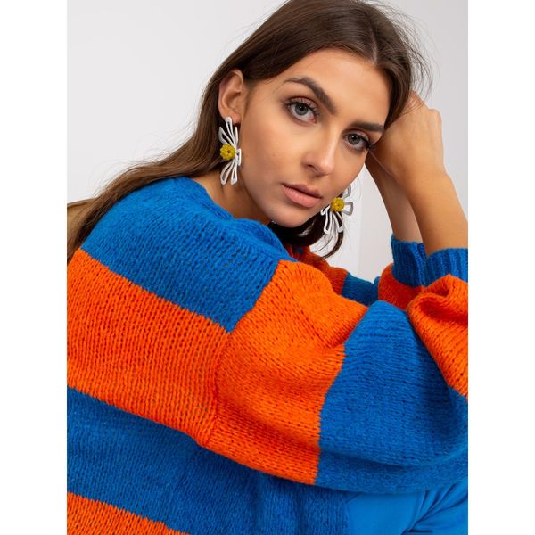 Fashionhunters OCH BELLA blue and orange cardigan with wide sleeves