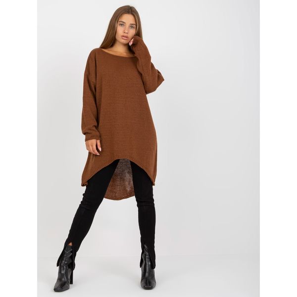 Fashionhunters OCH BELLA brown asymmetrical oversize sweater