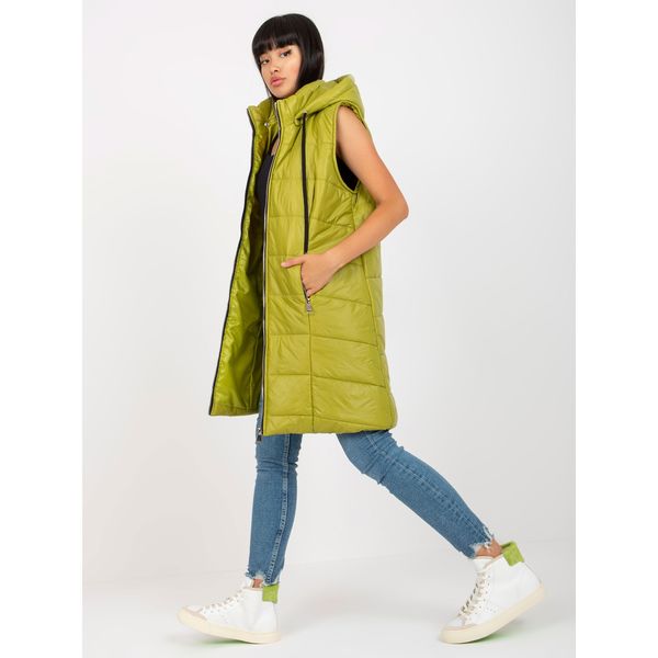 Fashionhunters OCH BELLA light green long down vest with quilting