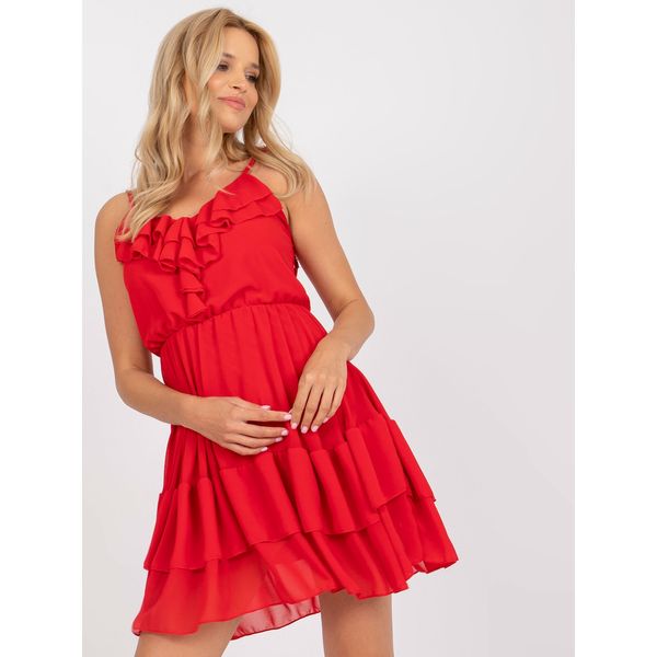 Fashionhunters OCH BELLA red mini dress with frills