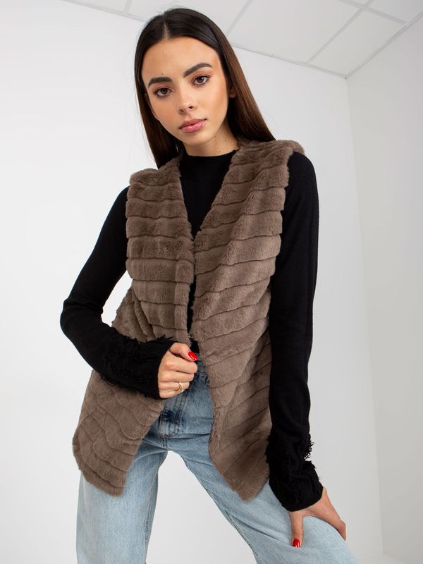 Fashionhunters OCH BELLA soft brown fur vest with lining