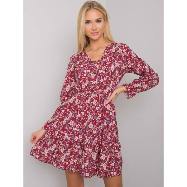 Fashionhunters OH BELLA Burgundy floral dress