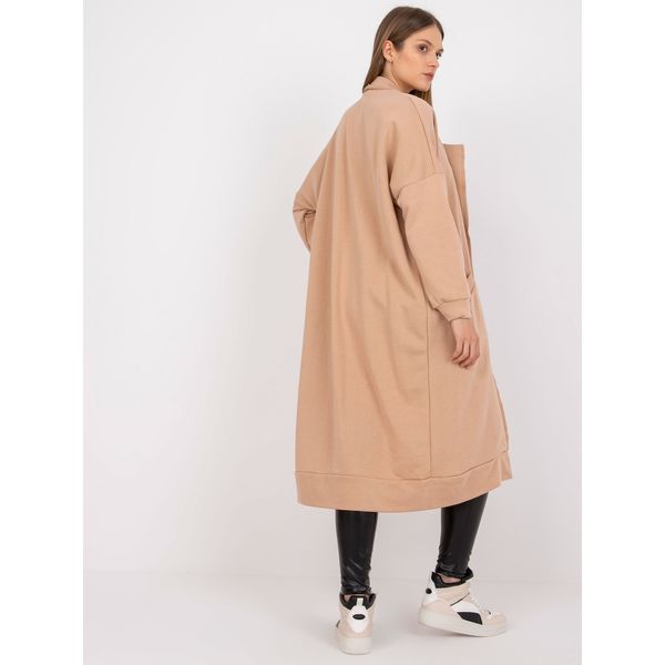 Fashionhunters One size beige long sweatshirt without fastening