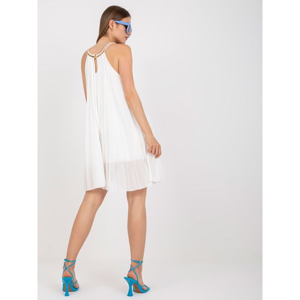 Fashionhunters One size white pleated dress with lining