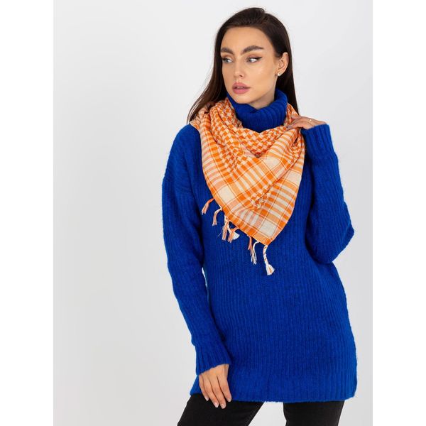 Fashionhunters Orange and beige scarf with fringes