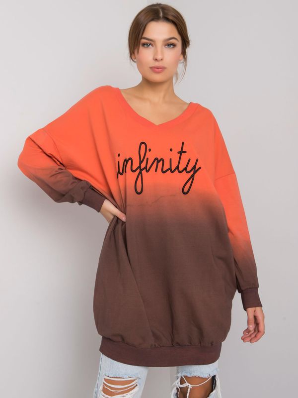 Fashionhunters Orange and brown Abriella hoodie