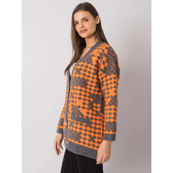 Fashionhunters Orange and gray buttoned sweater from Janaya RUE PARIS