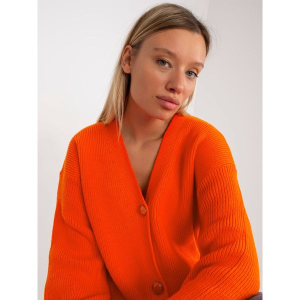 Fashionhunters Orange cardigan with decorative buttons RUE PARIS