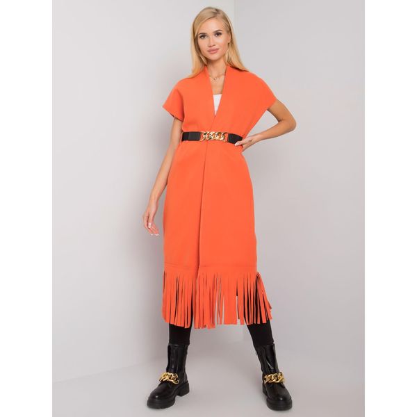 Fashionhunters Orange coat with ribbon