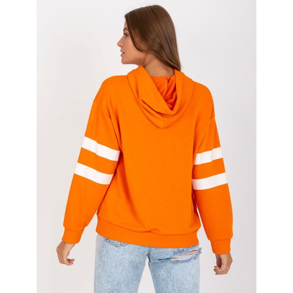 Fashionhunters Orange cotton sweatshirt for women with a hood