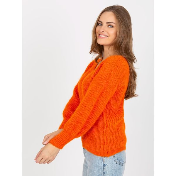 Fashionhunters Orange fluffy classic sweater with mohair OCH BELLA