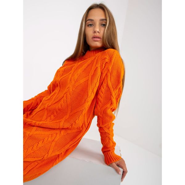 Fashionhunters Orange knitted dress with braids RUE PARIS