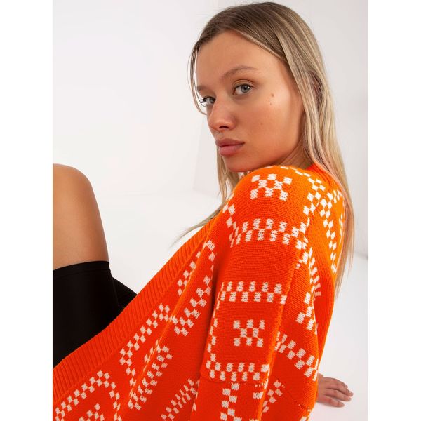 Fashionhunters Orange loose cardigan with RUE PARIS patterns