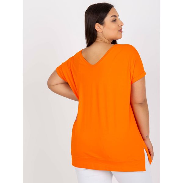 Fashionhunters Orange loose-fitting plus size cotton blouse