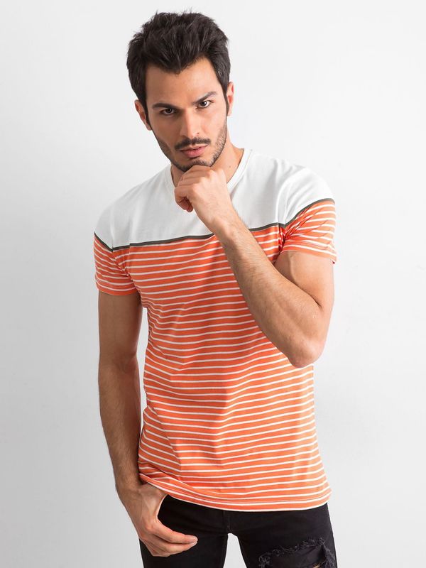 Fashionhunters Orange Men's Striped T-shirt