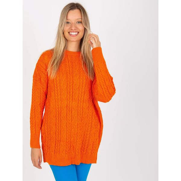 Fashionhunters Orange oversize sweater with braids RUE PARIS