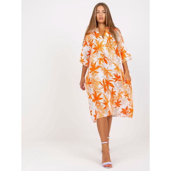 Fashionhunters Orange thin oversize viscose dress