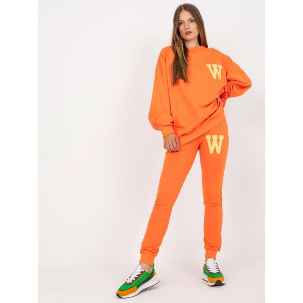 Fashionhunters Orange tracksuit set with patches