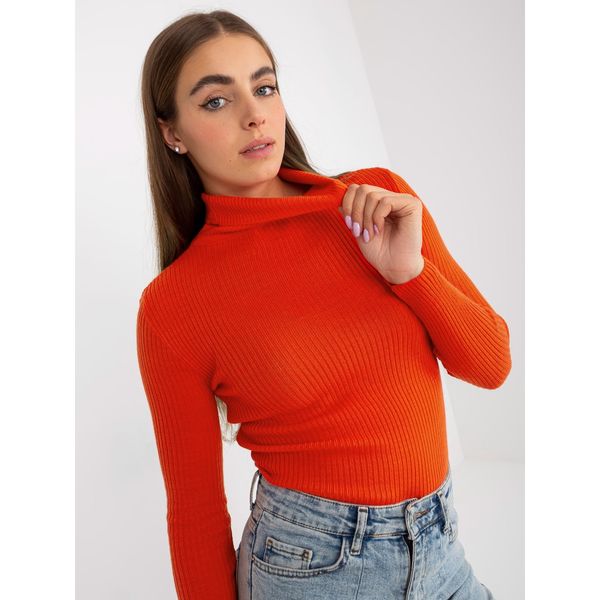 Fashionhunters Orange turtleneck knitted sweater