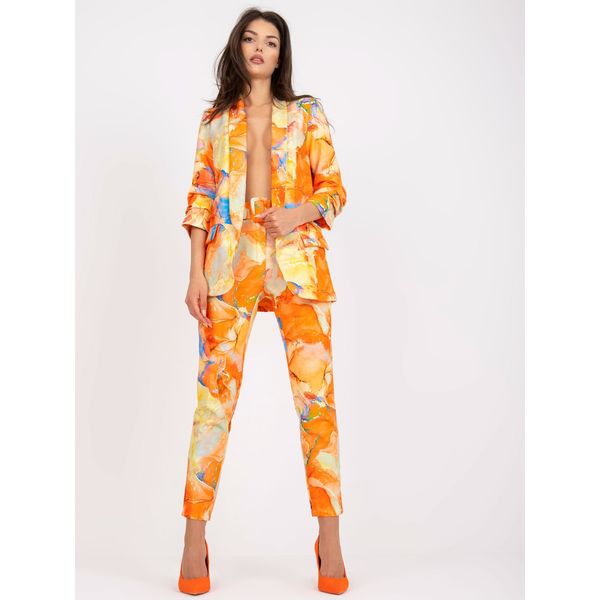 Fashionhunters Orange women's blazer with prints