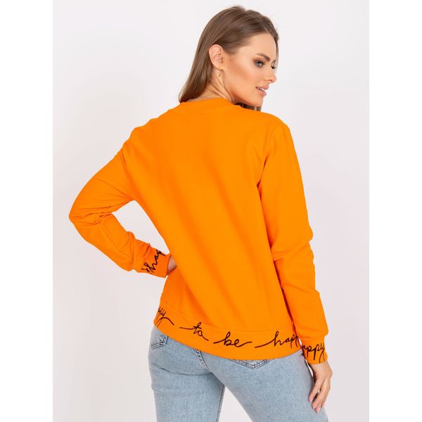 Fashionhunters Orange women's sweatshirt without a hood with a zipper