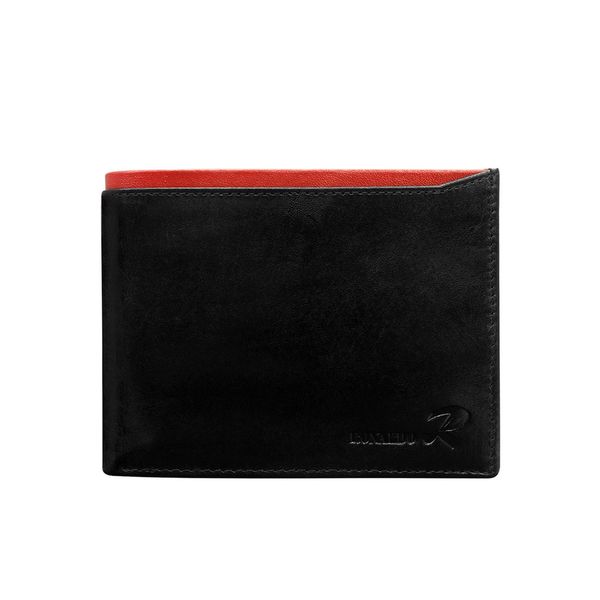 Fashionhunters Otwórz czarny portfel dla mężczyzny z czerwoną kostką
