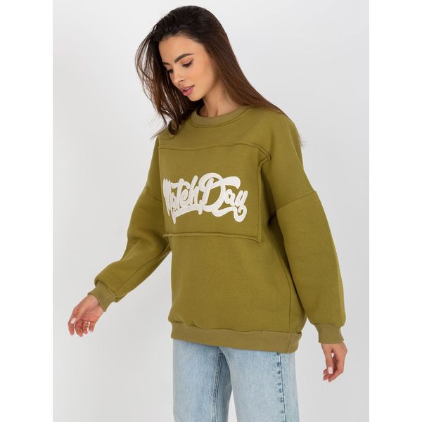 Fashionhunters Oversized olive sweatshirt without a hood