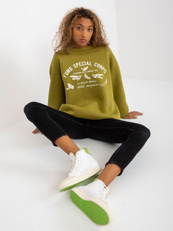 Fashionhunters Oversized sweatshirt with olive print
