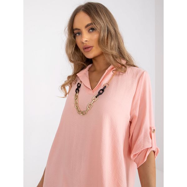 Fashionhunters Peach oversized shirt dress