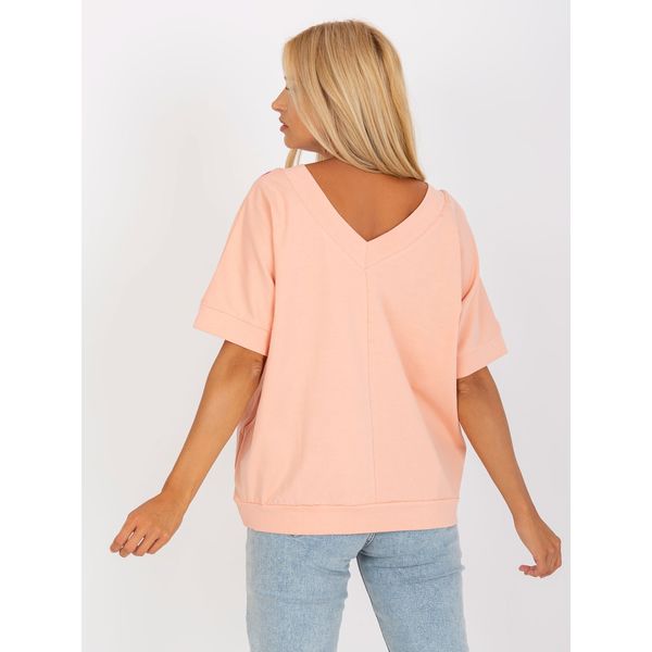 Fashionhunters Peach-pink loose blouse with a print
