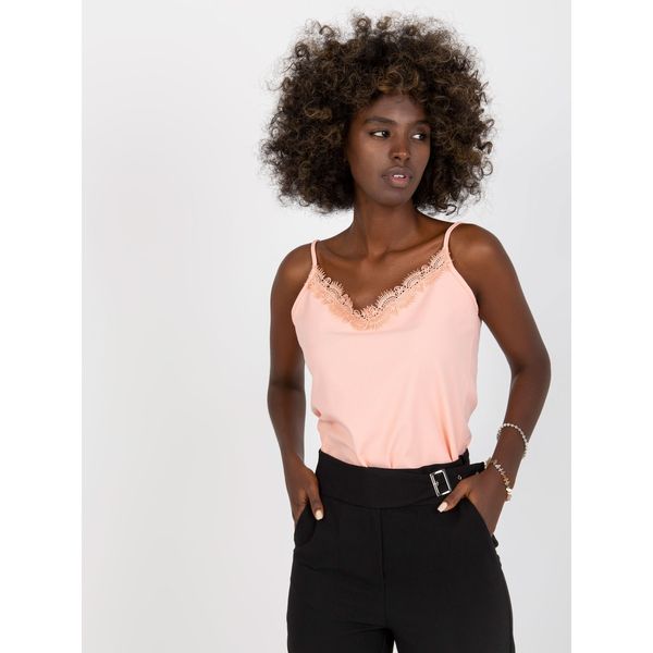 Fashionhunters Peach strappy top with lace