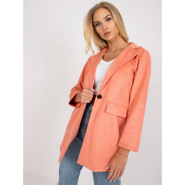 Fashionhunters Peach women's eco-suede jacket with long sleeves from Irmina