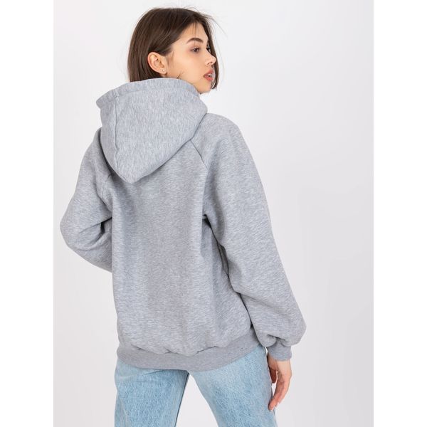 Fashionhunters Peggy gray melange women's sweatshirt with a hood