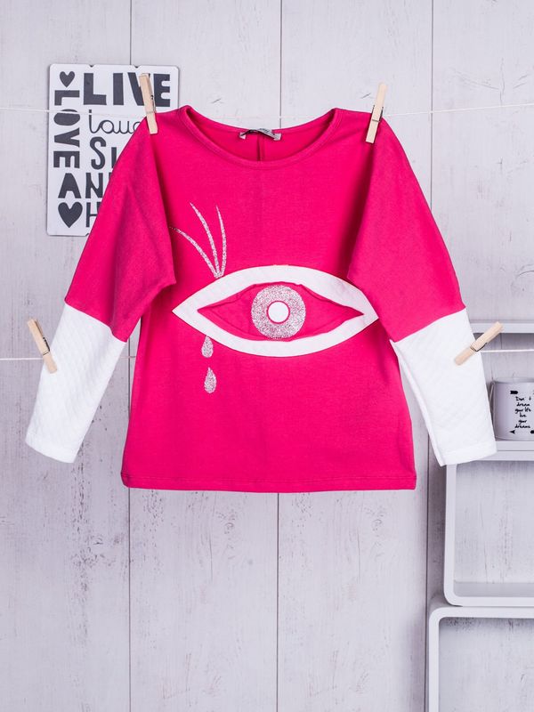 Fashionhunters Pink blouse for a girl with an eye